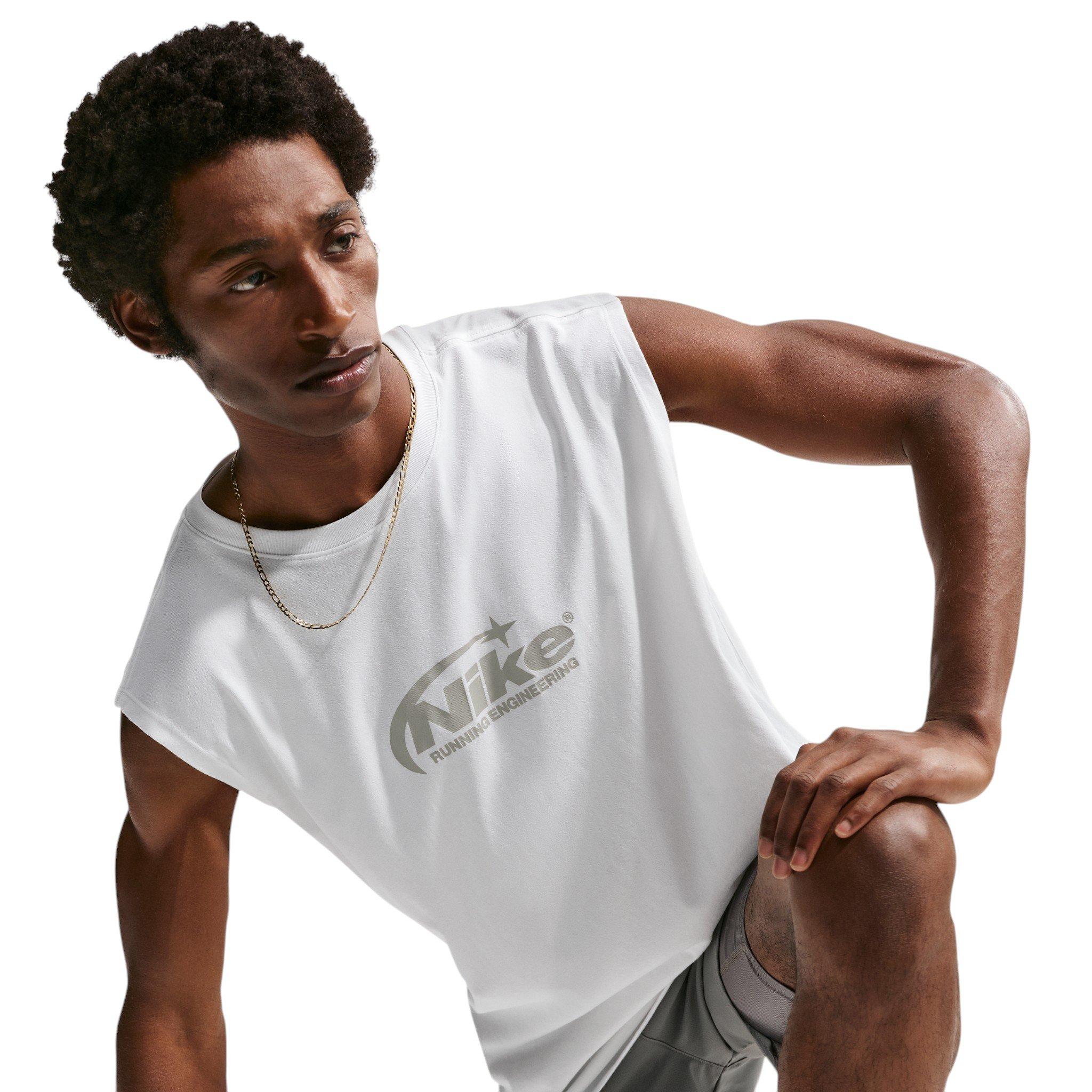 Nike Men's Dri-FIT Sleeveless Running T-Shirt - White - WHITE